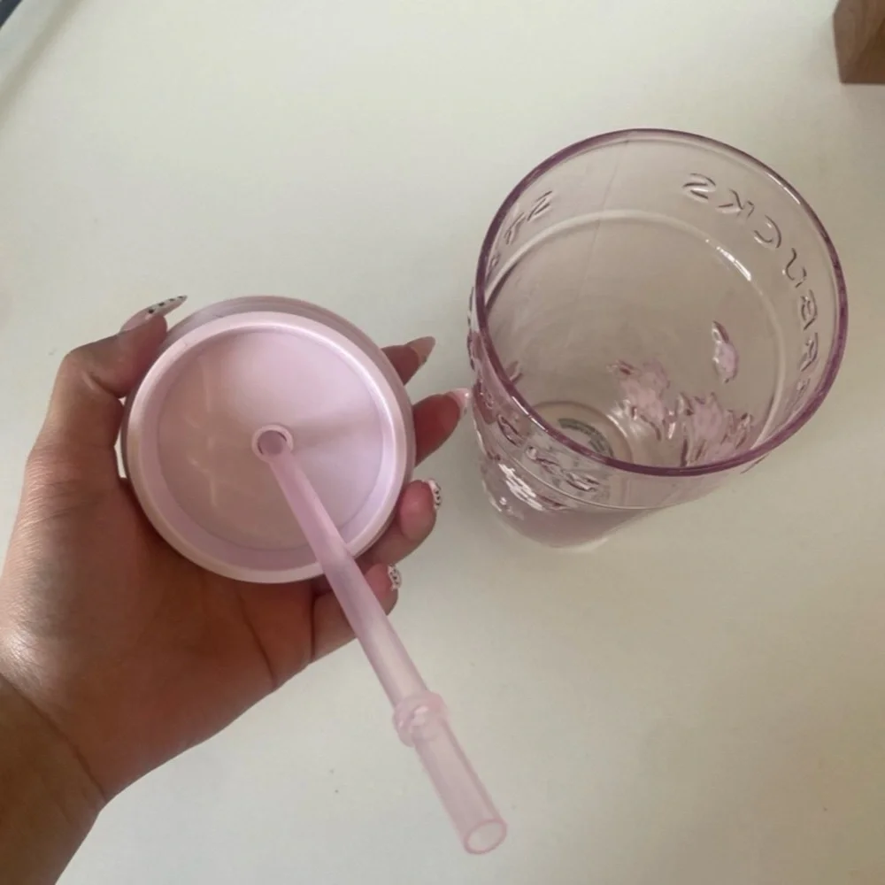 2026 Starbucks Japan Exclusive Sakura Glass Cup with Straw - Picture 6 of 8